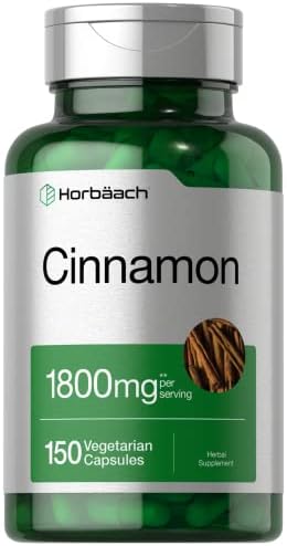 Horbaach Cinnamon Capsules 1800mg | 150 Count | Ceylon Cinnamon Supplement | Vegetarian, Non-GMO, Gluten Free Horbäach