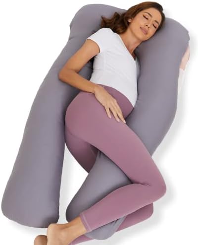 Roomate Pregnancy Pillows, U Shaped Full Body Maternity Pillow with Removable Cover - Support for Back, Legs, Belly, Hips for Pregnant Women, 57x 31 Inch Pregnancy Pillows for Sleeping, Grey Roomate