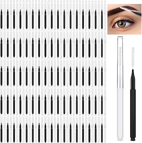 150 Pieces Micro Eyebrow Brush with Cap Brow Lamination Brush Eyebrow Spoolie Brush Comb Eyebrow Lash Lift Tools Lash Filler Eyelashes Extensions Eyebrows(Black) Patelai