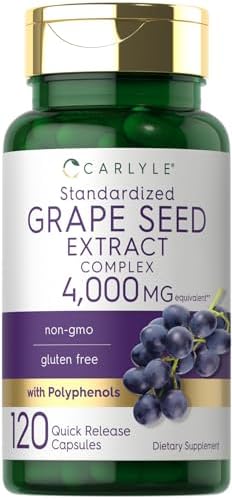 Carlyle Grape Seed Extract 4,000mg | 120 Quick Release Capsules (Капсулы быстрого высвобождения) | Standardized Extract Complex with Polyphenols | Non-GMO, Gluten Free Supplement Carlyle