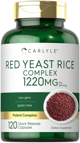 Carlyle Red Yeast Rice Complex | 1220mg | 120 Capsules | with Policosanol | Non-GMO and Gluten Free Supplement Carlyle