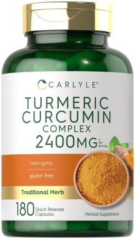 Carlyle Turmeric Curcumin Supplement 2400mg | 180 Powder (Порошок) Capsules (Капсулы) | Herbal Formula | Non-GMO, Gluten Free Carlyle