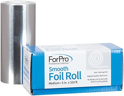 ForPro Professional Collection Smooth Aluminum Foil Roll, 320 Ft Hair Foils for Color Application and Highlighting Services, Silver, Medium, 5" W ForPro Professional Collection