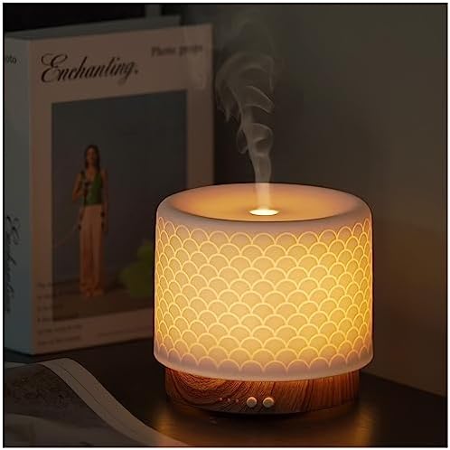 Ceramic Diffuser,110ML Diffusers for Essential Oils Large Room, Essential Oil Diffusers with USB Cable, Warm Ambient Light, Aromatherapy Diffuser Home Decor, Gift Choice, MOS-M32 Onaboviva