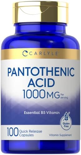 Carlyle Pantothenic Acid | 1000mg | 100 Capsules (Капсулы) | Essential B5 Vitamin | Non-GMO, Gluten Free Supplement Carlyle