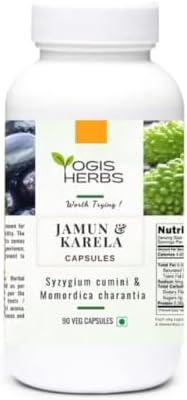 Jamun & karela Capsules (Syzygium cumini & Momordica charantia) for Healthy Metabolism Support – 90 Veg Capsules YOGIS HERBS