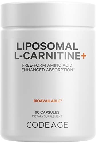 Codeage L-Carnitine 500mg Supplement, 3-Month Supply, L-Carnitine L-Tartrate, Free Form Amino Acid, 1 Capsule A Day, Liposomal Delivery for Enhanced Absorption, Vegan & Non-GMO - 90 Capsules (Капсулы) Codeage