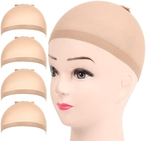 Fandamei Wig Cap, 4PCS Nylon Wig Caps, Nude Wig Caps for Women, Stocking Wig Caps for Halloween, Cosplay. Wig Cap for Women, Men, Kids, Stocking Caps for Wigs Fandamei