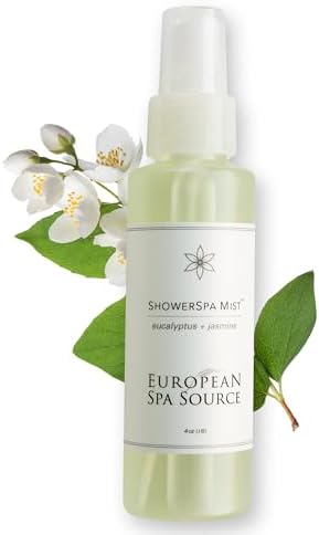 Jasmine + Eucalyptus ShowerSpa Mist Spray for Aromatherapy, At Home Spa Experience, Sinus Congestion Relief, and Tension Relief, 4 fl oz. European Spa Source