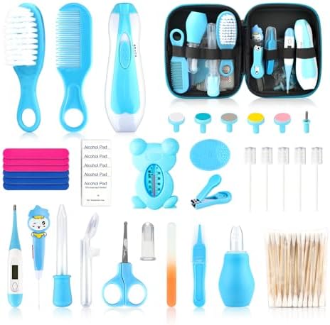 Baby Grooming Kit, Infant Safety Care Set with Hair Brush Comb Nail Clipper Nasal Aspirator Ear Cleaner,Baby Essentials Kit for Newborn Girls Boys,Pink-27- in-1 Qunlions life