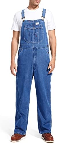 HISEA Men's Denim Bib Overall, Mens Relaxed Fit Overall Midweight Workwear with Adjustable Straps and Convenient Tool Pockets HISEA