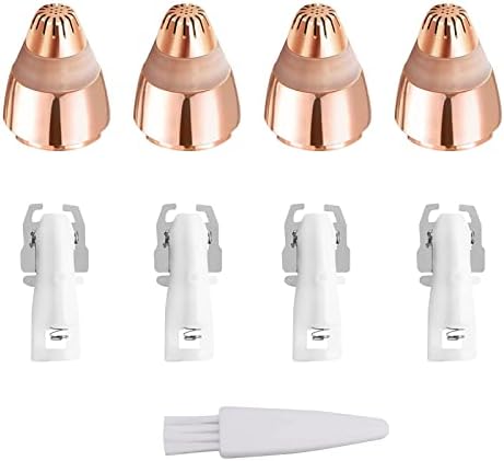 Eyebrow Hair Remover Replacement Heads,​ Facial Hair Removal Tool for Women Smooth Finishing, Touch Flawless Facial with Cleaning Brush, Rose Gold - Pack of 4 Generic