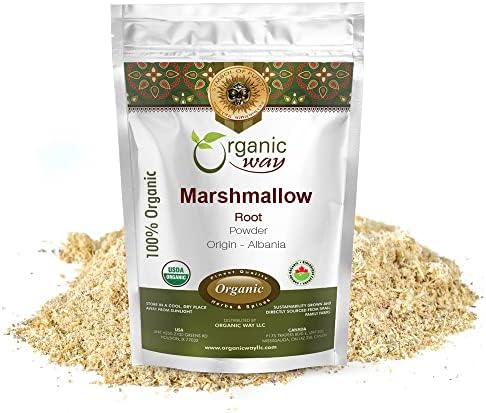 Organic Way Marshmallow Root Powder (Althaea Officinalis) - Herbal Tea | European Wild-Harvest | Organic & Kosher Certified | Vegan, Non GMO & Gluten Free | USDA Certified | Origin - Albania (2Oz.) Organic Way