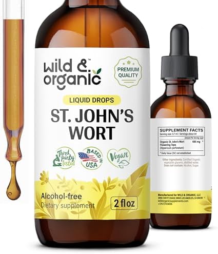 Wild & Organic St Johns Wort Tincture - Mood Supplement w/St. John's Wort - St Johns Wort for Good Mood - Calm and Relax Supplement w/Saint John's Wort - St Johns Wort Herb - Hypericum - 2 oz Wild & Organic