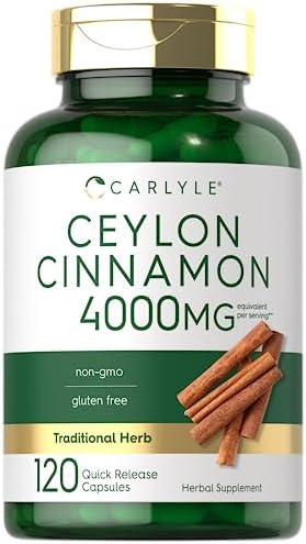 Carlyle Ceylon Cinnamon Capsules (Капсулы) | 120 Count | 60 Servings (Порции) | Non-GMO and Gluten Free Carlyle