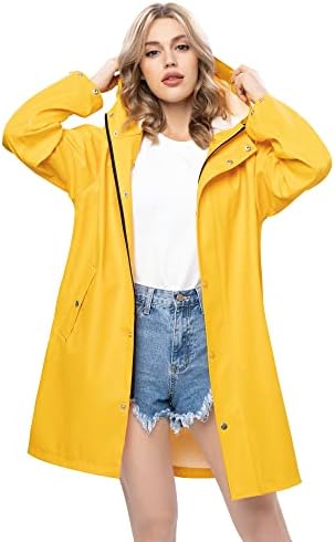 UNIQUEBELLA Rain Jackets for Women Waterproof, Raincoat Long Hooded Rain Coats Outdoor Windbreaker Trench Coat UNIQUEBELLA