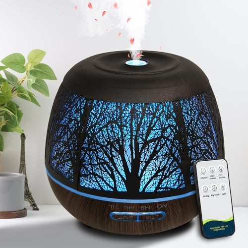 Diffusers for Essential Oils Large Room 400ml,Essential Oil Diffuser for Home with R/C,Cool Mist Humidifiers for Bedroom,7 Colors Changed & 3 Mist Mode Waterless Auto Off for Office Roonbo