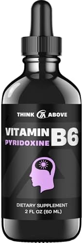 Vitamin B6 Liquid Drops (Жидкие капли) - Pyridoxine hcl - B6 Vitamins Support Brain Function, Immune System, Nervous System and Mood - 17 mg 1000% DV - Gluten and Filler Free - 30 Day Supply - (2 oz (Унции)) For Adults Think Above