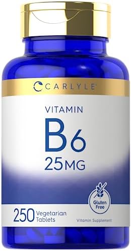 Carlyle Vitamin B6 | 25mg | 250 Tablets | Vegetarian, Non-GMO & Gluten Free Supplement Carlyle