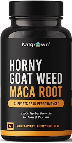 Natgrown Horny Goat Weed and Maca Root Extract Supplement for Men & Women (Epimedium Extract, Hornygoatweed) Vegan Capsules (Веганские капсулы) -120 Ct Natgrown