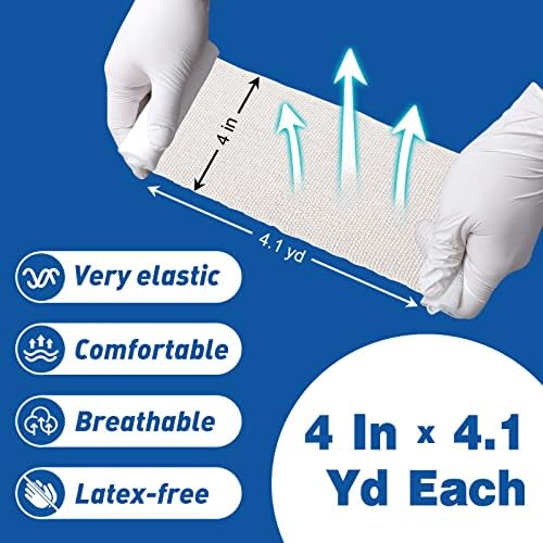 AZEN 12 Pack Gauze Rolls Bandages, 4 in x 4.1 Yards, Premium Medical Supplies & First Aid Supplies, Bandage Wrap Vet Wrap, Mummy Wraps AZEN