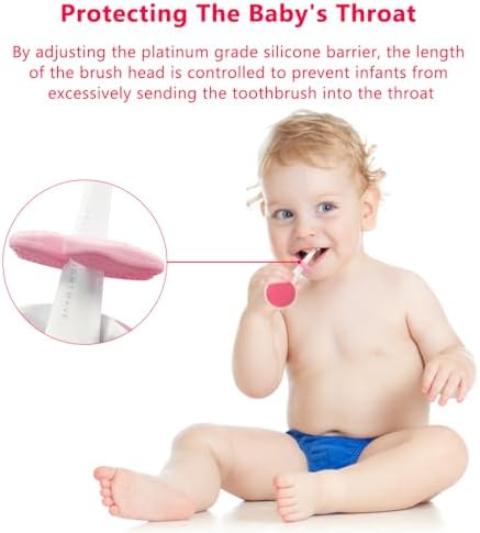 Kids Electric Toothbrushes with Check-in LED Light, Toddler Electric Toothbrush, Wireless Charge, Silicone Handle, 4 Modes, 2 Brush Heads for Ages 8 Months+ (Pink+2 Brush) Generic