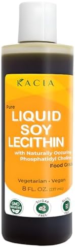 Kacia Pure Soy Lecithin Liquid (Жидкость) Food Grade 4 oz (Унции) - Emulsifier and Stabilizer for Baked Goods, Chocolates, and Edibles - Moisturizer in Skin and Hair Cosmetics Creations - Bottled in The USA (4 oz.) Kacia