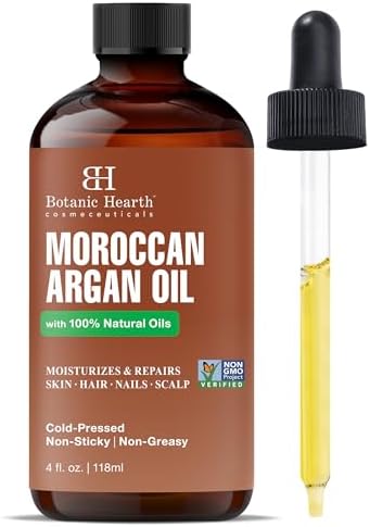 Botanic Hearth Argan Hair Oil for Adult Hydration, Nourishing, Strengthening, Curly, Frizzy, Dry, Damaged Hair, Non-GMO Verified, 4 fl oz, 1 Count Botanic Hearth