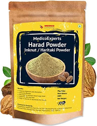 Metrol Haritaki Powder Organic - 100 GMS | 100% Pure Harde Powder | Kadukkai Powder | Harad Powder | Inknut Powder for Dark Circles, Face, Skin & Healthy Digestion Metrol