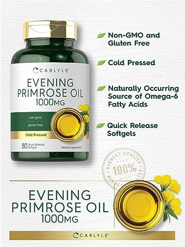 Carlyle Evening Primrose Oil Capsules 1000mg | 80 Softgels | Non-GMO & Gluten Free Carlyle