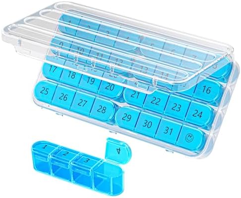 Daviky Monthly Pill Organize 1 Time a Day, 30 Day Pill Organzier Monthly, 31 Day Daily Pill Box Organizer, Large Month Pill Box Organizer, Travel Pill Box to Hold Vitamins and Medication Daviky