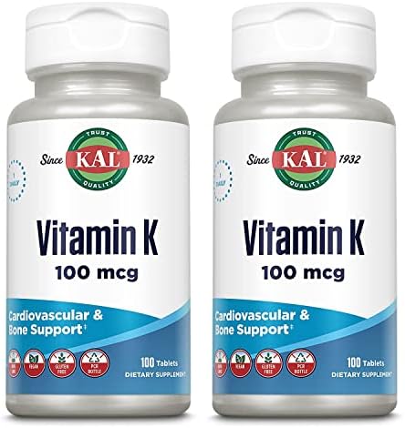 KAL 100 Mcg K1 Tablets (Таблетки), 100 Count | Pack of 2 KAL