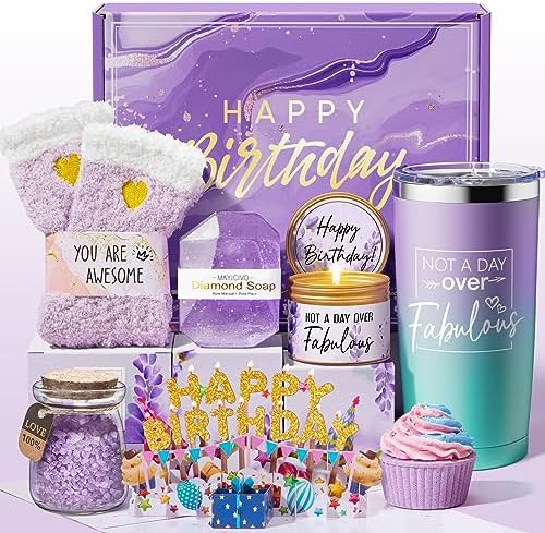 Birthday Gifts for Women Friendship, Lavender Relaxing Spa Gifts Basket Set for Women, Self Care Gifts Unique Happy Birthday Gifts Idea for Mom Her Best Friends Sister Wife Girlfriend Coworker Teacher MAYICIVO