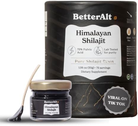 BetterAlt Pure Himalayan Shilajit Resin High Potency for Men & Women| 75 Servings for Energy Boost & Immune Support, 85+ Trace Minerals, 75%+ Fulvic Acid, with Lab Test Report,400mg Better Alt