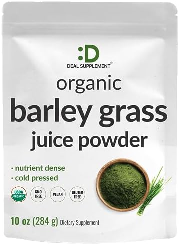 DEAL SUPPLEMENT Sustainably US Grown, Organic Barley Grass Juice Powder, 10oz – Raw Cold Pressed Source – Greens Superfood Booster – Retains Vitamins, Minerals, Antioxidants, & Chlorophyll – Non-GMO DEAL SUPPLEMENT