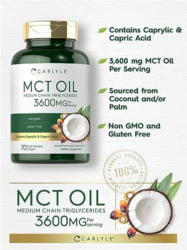 Carlyle MCT Oil Capsules 3600 mg | 70 Softgels | Keto Coconut Oil Pills | Non-GMO & Gluten Free Supplement Carlyle