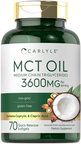 Carlyle MCT Oil Capsules (Капсулы) 3600 mg | 70 Softgels (Мягкие капсулы) | Keto Coconut Oil Pills | Non-GMO & Gluten Free Supplement Carlyle