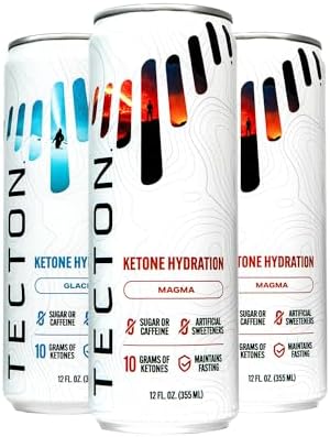 Tecton Ketone Energy Drink, 12oz Variety Pack (2 Glacier, 2 Magma), 10g Nature-Identical Ketones/Serving (Порция), Stimulant-Free Tecton