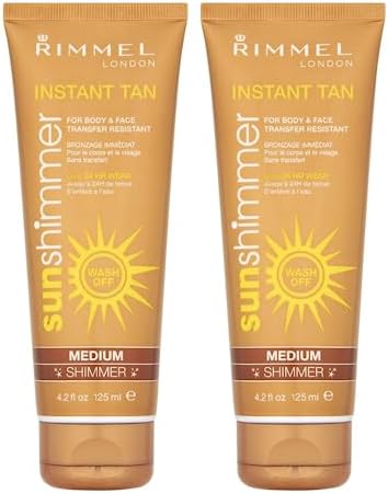 2 x Rimmel London Instant Tan Sun Shimmer Instant Tan - Medium 125ml Rimmel