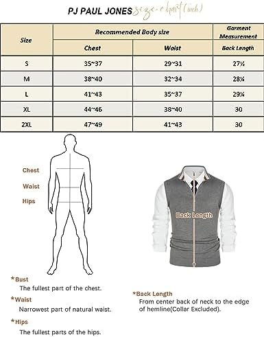 PJ PAUL JONES Mens Sweater Vest Quarter Zip Vest Sweater Stand Collar Contrast Stripes Pullover Knitwear Vest PJ PAUL JONES