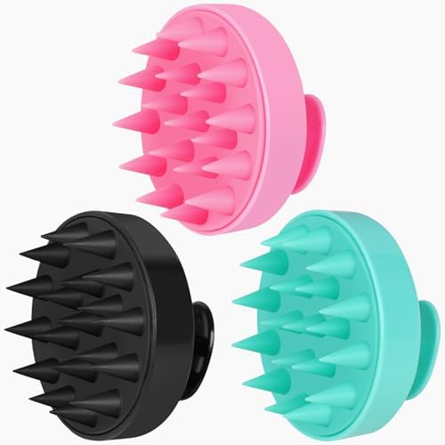 vivinin Scalp Massager, 3 Pack Scalp Scrubber, Scalp Brush Shampoo Brush, Hair Massager Scalp for Scalp Exfoliator, Soft Silicone Scalp Massager Hair Growth for Dandruff Removal Vivinin