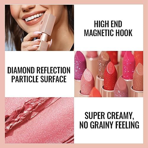 Oulac Moisturizing Pink Lipstick for Women - Tinted Lip Balm with Shimmmer, Lightweight Lip Makeup, Nourishing & Hydrating Formula, Vegan & Gluten Free, PG03 Pink Jewel Oulac