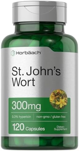 Horbäach St John's Wort Capsules 300mg | 120 Count | Non-GMO, Gluten Free | Herbal Extract Horbäach