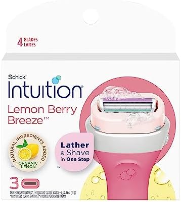 Schick Intuition Lemon Renewing Moisture Women Razor Refill Cartridges, New Version 2022 (Lemon3Count(1Pack)) CHLIFE