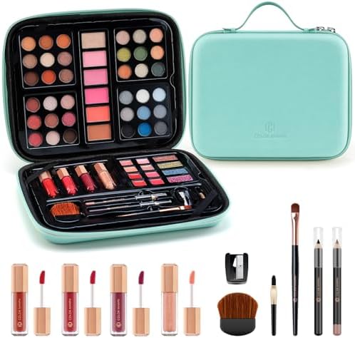 Color Nymph Makeup Palettes Makeup kits for Girls Any Ages, Teens Makeup Set for Beginner with Reusable Handbag, Eyeshadow Palette with Blushes Bronzer Highlighter Lipgloss Lip Oil Sharpener Color Nymph