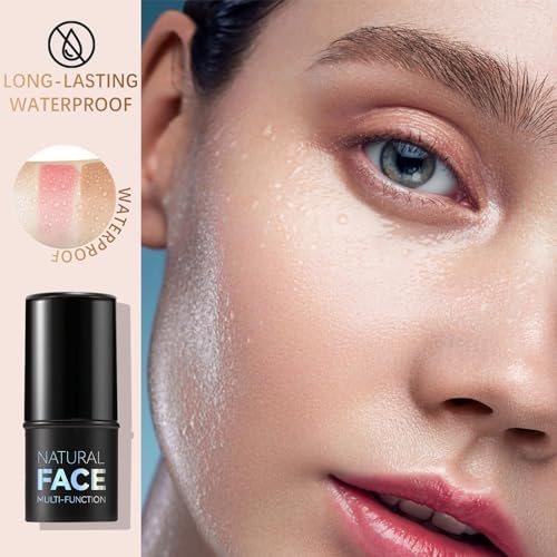 Contour Stick, Highlighter Stick, Blush Stick 3Pcs Cream Contour Kit with Contour Brush, Create Face Contour, Non-greasy, Waterproof Long-lasting Effect, Highlighter Makeup Stick for Beginner Fair Brohood