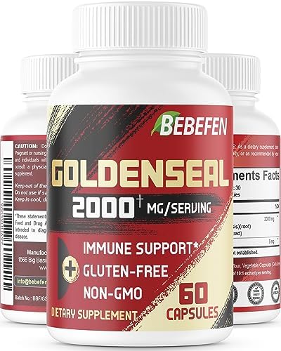 BEBEFEN Goldenseal Root Capsules 2000mg | Traditional Herb Supplement | Concentrated Extract | Vegetarian, Non-GMO Bebefen