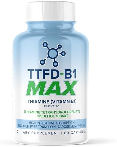 TTFD - B1 Max - Thiamine Vitamin B1 TTFD - 100mg - (Thiamine Tetrahydrofurfuryl Disulfide) Thiamine MAX, 60 Capsules (Капсулы) by MaxLife Naturals. MAXLIFE NATURALS