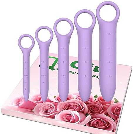 5-Pack Silicone Dilators for Pelvic Floor for Women with Fine Scales, Pelvic Wand Massager，Pelvic Floor Muscle Trainer, Pelvic Floor Strengthening Device with Storage Bag, Purple QoQiu