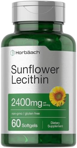 Horbäach Sunflower Lecithin Softgel Capsules (Капсулы) | 2400mg | 60 Pills | Naturally Occurring Phospholipids | Non-GMO, Gluten Free Supplement Horbäach